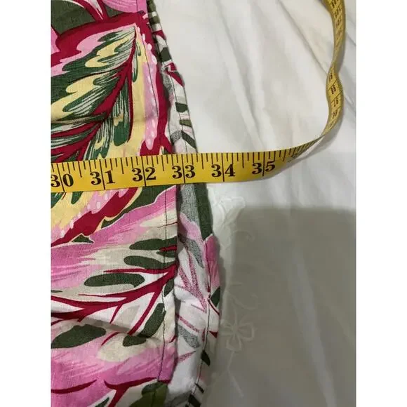 Loft beach Floral Linen dress Small Petite Short Elastic Waist Beachy Resort - Picture 6 of 8